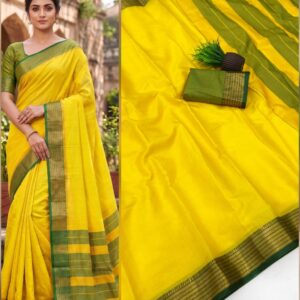 Kota Doriya Yellow Silk Saree