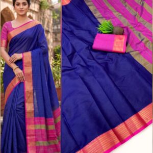 Kota Doriya Navy Blue Silk Saree
