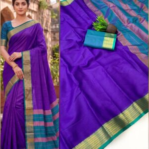 Kota Doriya Silk Saree Navy Blue with dark green border